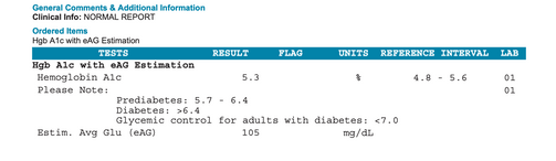 HgbA1c w EAG - SAMPLE REPORT OF NORMAL RESULT